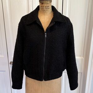 Joie Black Shimmer Zip-Up Jacket